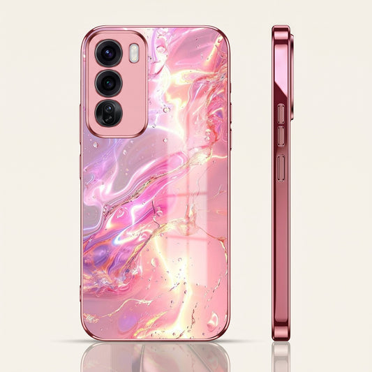 Oppo Reno 12 Pro 5G Pearl Aurora Pink Electroplated Glass Phone Back Case