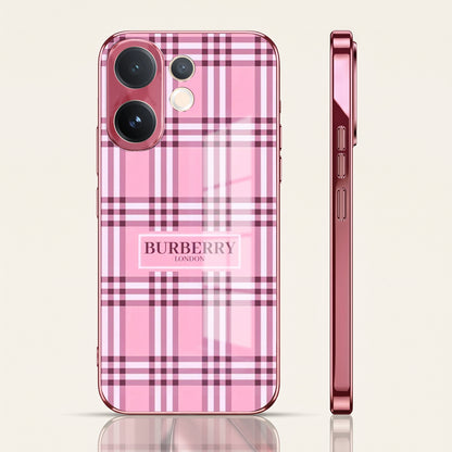 Vivo V60 5G Burberry Classic Pink Electroplated Glass Phone Back Case