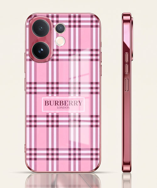 Vivo V60 5G Burberry Classic Pink Electroplated Glass Phone Back Case