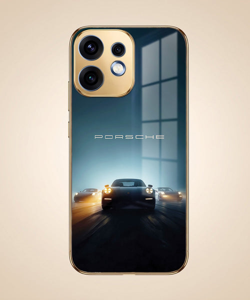 Oppo Reno 16 5G Porsche Luxury Gold Electroplated Glass Phone Back Case