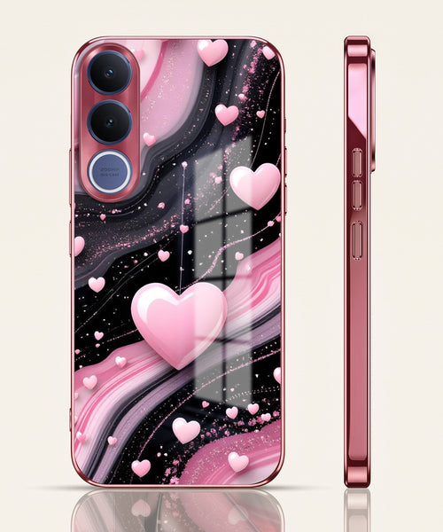 Vivo V70 FE 5G Love Sparkle Pink Electroplated Glass Phone Back Case