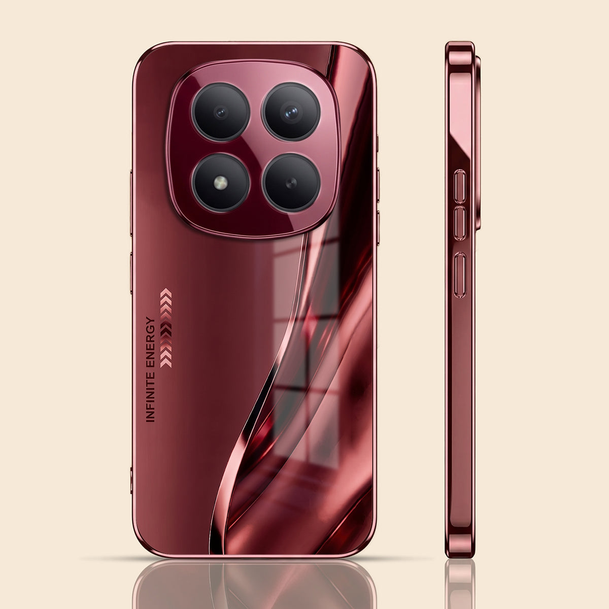 Redmi Note 15 Pro Plus 5G Infinity Energy Burgundy Electroplated Glass Back Case