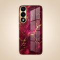 Oneplus Nord 5 5G Luxury Crimson Marble Gold Electroplated Glass Phone Back Case