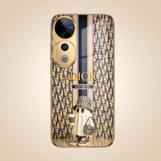 Vivo V40 Pro 5G Luxury Dior Gold Electroplated Glass Phone Back Case