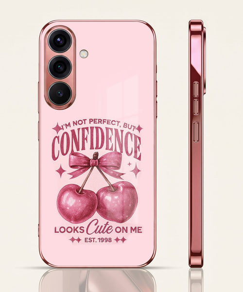 Samsung Galaxy A36 5G Luxury Cherry Bow Pink Electroplated Glass Phone Back Case