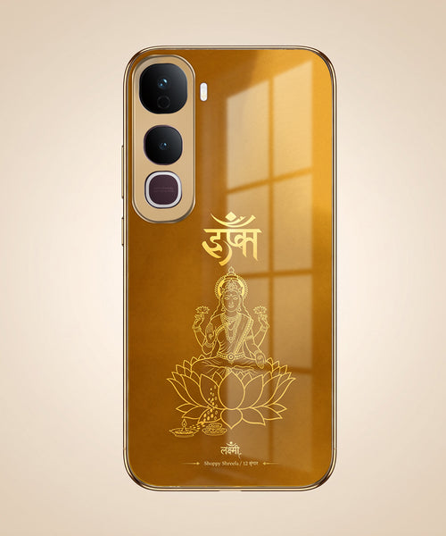 Vivo Y400 Pro 5G Shree Lakshmi Divine Gold Electroplated Glass Phone Back Case