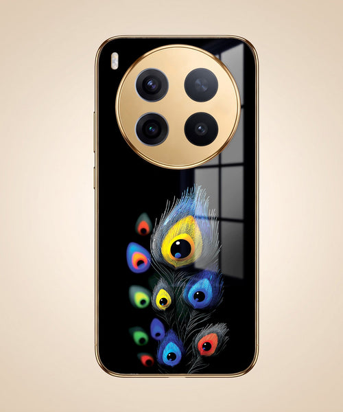 Vivo X300 Pro 5G Multi-Feather Peacock Gold Electroplated Glass Phone Back Case