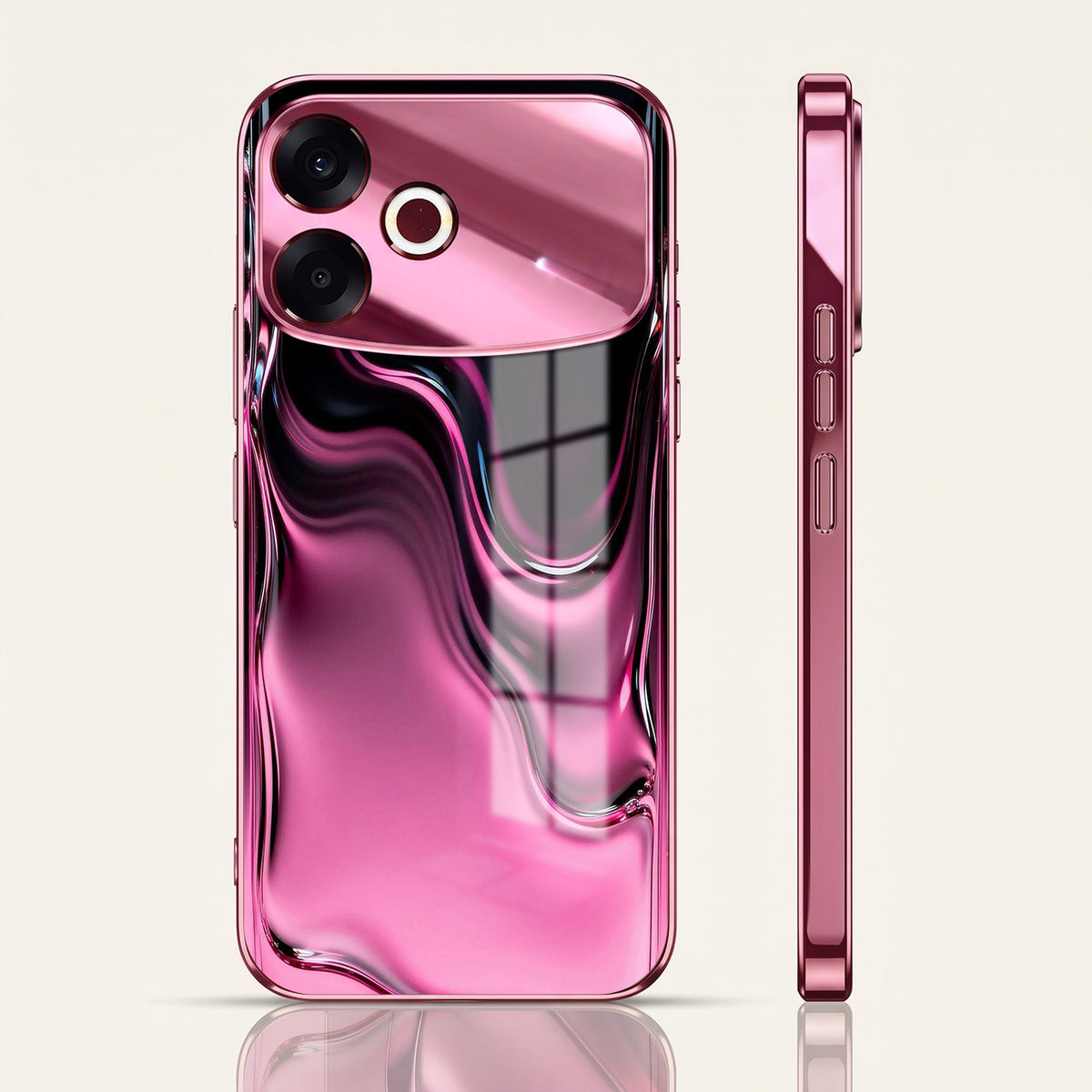 Oppo F33 Pro 5G Liquid Wave Pink Electroplated Glass Phone Back Case