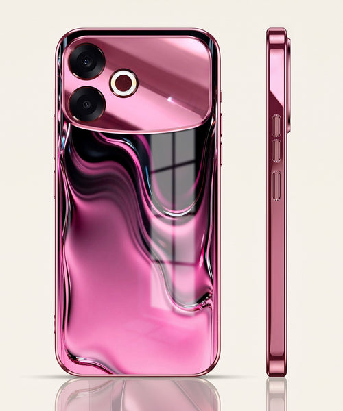 Oppo F33 Pro 5G Liquid Wave Pink Electroplated Glass Phone Back Case