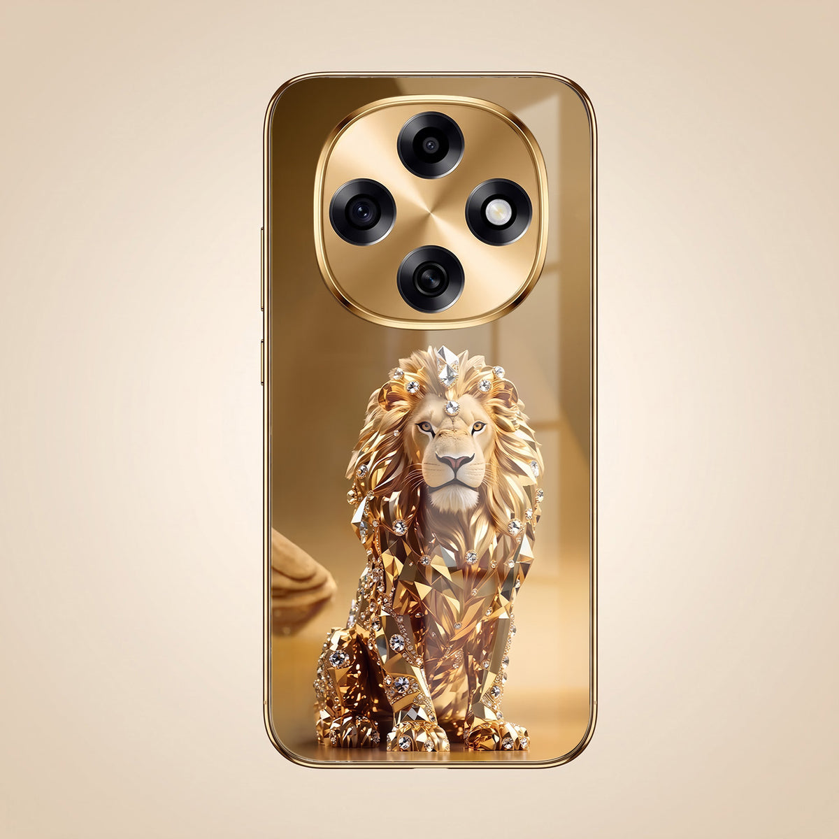 OPPO F31 Pro 5G Luxury Lion Gold Electroplated Glass Phone Back Case