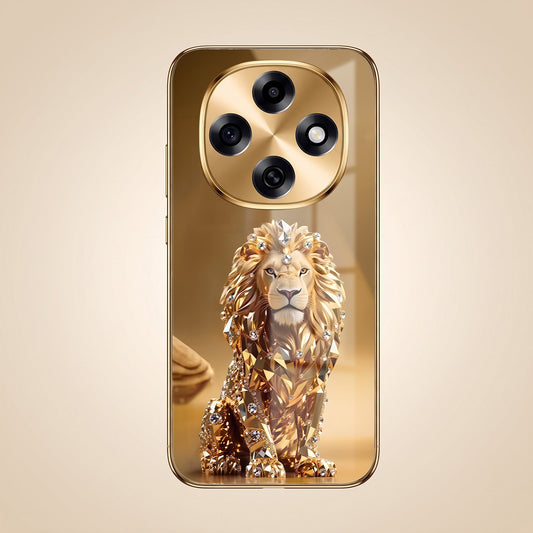 OPPO F31 Pro 5G Luxury Lion Gold Electroplated Glass Phone Back Case