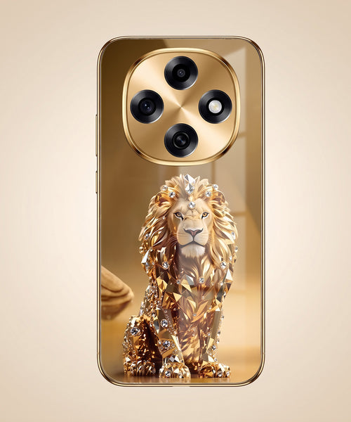 OPPO F31 Pro 5G Luxury Lion Gold Electroplated Glass Phone Back Case