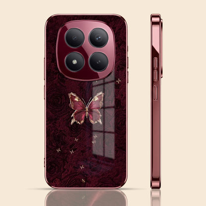 Redmi Note 15 Pro Plus 5G Butterfly Burgundy Electroplated Glass Back Case