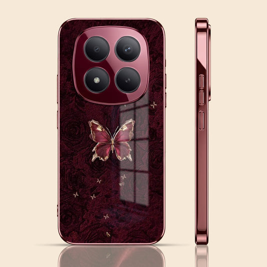 Redmi Note 15 Pro Plus 5G Butterfly Burgundy Electroplated Glass Back Case