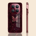 Redmi Note 15 Pro Plus 5G Butterfly Burgundy Electroplated Glass Back Case