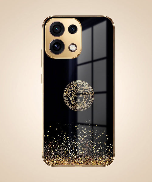 Oppo Reno 16C 5G Medusa Head Gold Electroplated Glass Phone Back Case