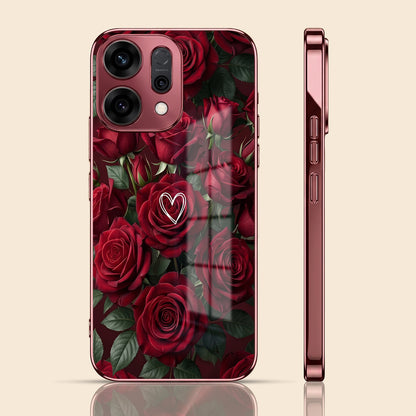 Oppo Reno 14 5G Rose Heart Burgundy Electroplated Glass Back Case