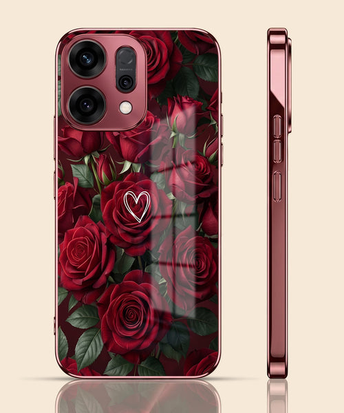 Oppo Reno 14 5G Rose Heart Burgundy Electroplated Glass Back Case