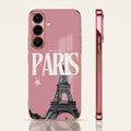 Samsung Galaxy A56 5G Luxury Paris Tower Pink Electroplated Glass Phone Back Case