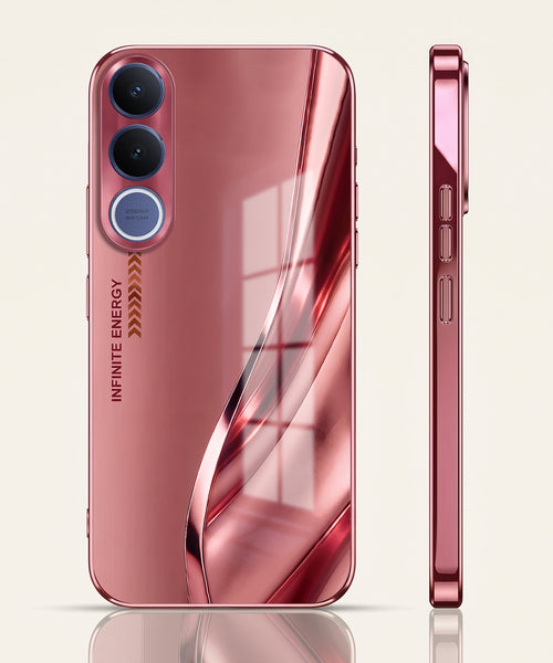 Vivo V70 FE 5G Luxury Infinity Energy Pink Electroplated Glass Phone Back Case