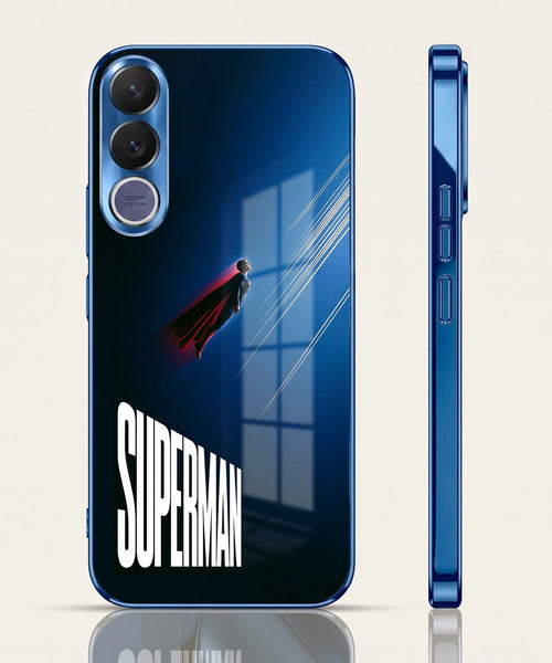 Vivo V70 FE 5G Superman Blue Electroplated Glass Phone Back Case