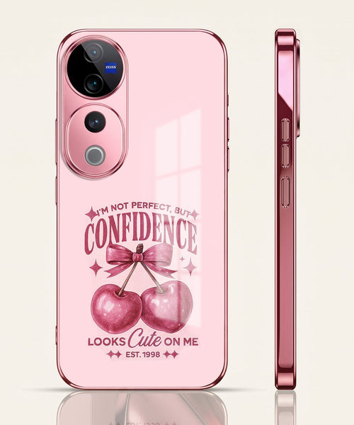 Vivo V40 Pro 5G Luxury Cherry Bow Pink Electroplated Glass Phone Back Case