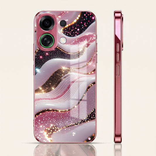 Oppo K13 Turbo 5G Midnight Pearl Wave Pink Electroplated Glass Phone Back Case