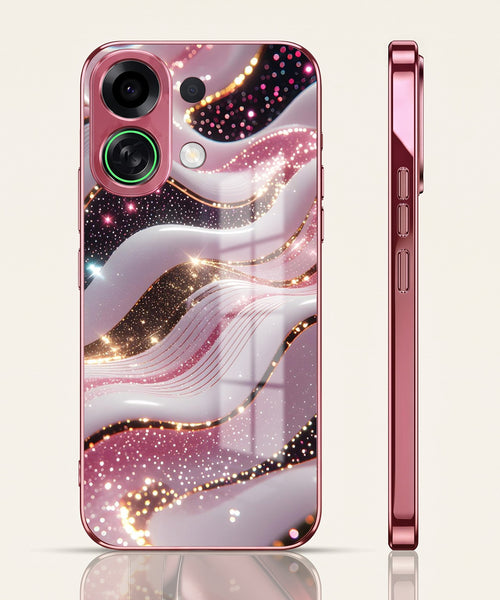 Oppo K13 Turbo 5G Midnight Pearl Wave Pink Electroplated Glass Phone Back Case