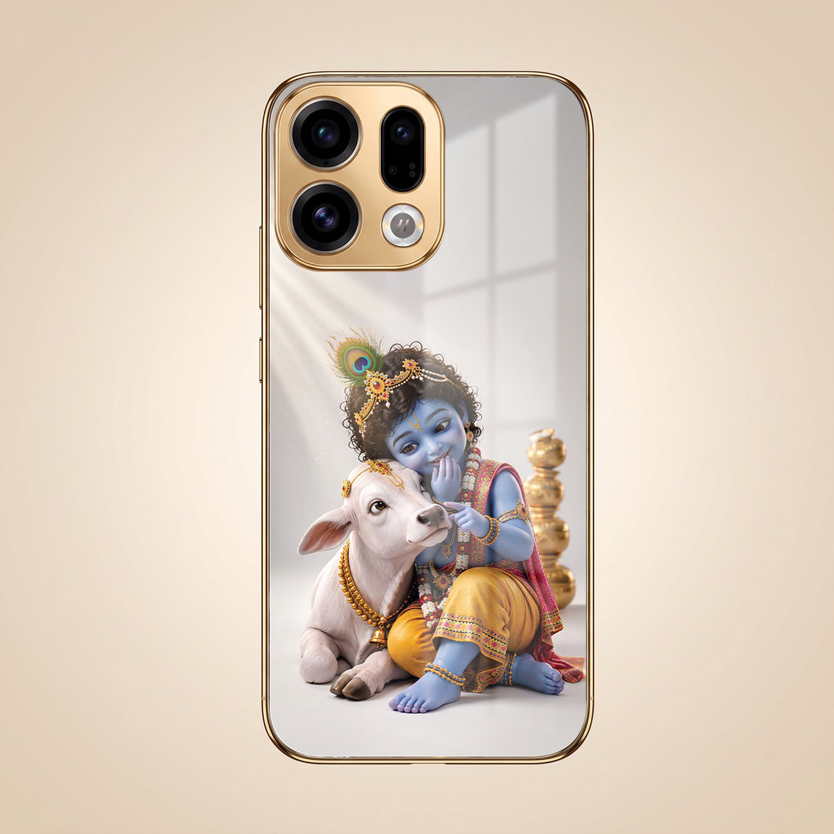 Oppo Find X9 5G Bal Krishna Blessings Gold Electroplated Glass Phone Back Case
