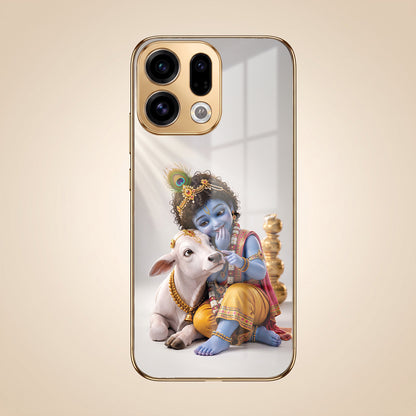 Oppo Find X9 5G Bal Krishna Blessings Gold Electroplated Glass Phone Back Case