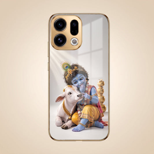 Oppo Find X9 5G Bal Krishna Blessings Gold Electroplated Glass Phone Back Case