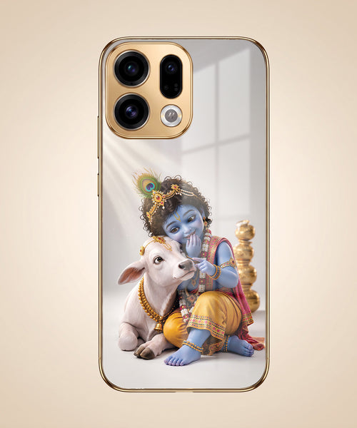 Oppo Find X9 5G Bal Krishna Blessings Gold Electroplated Glass Phone Back Case