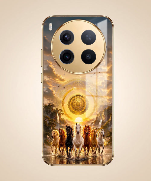 Vivo X300 Pro 5G Celestial Seven Horses Gold Electroplated Glass Phone Back Case