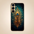 Samsung Galaxy A56 5G Golden Peacock Feather Gold Electroplated Glass Phone Back Case