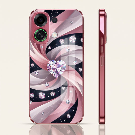 Oppo K13 Turbo 5G Diamond Glam Pink Electroplated Glass Phone Back Case