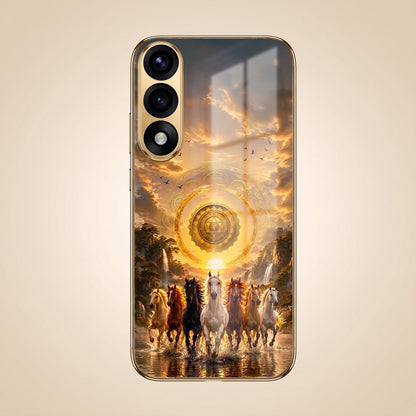 Oneplus Nord 5 5G Celestial Seven Horses Gold Electroplated Glass Phone Back Case