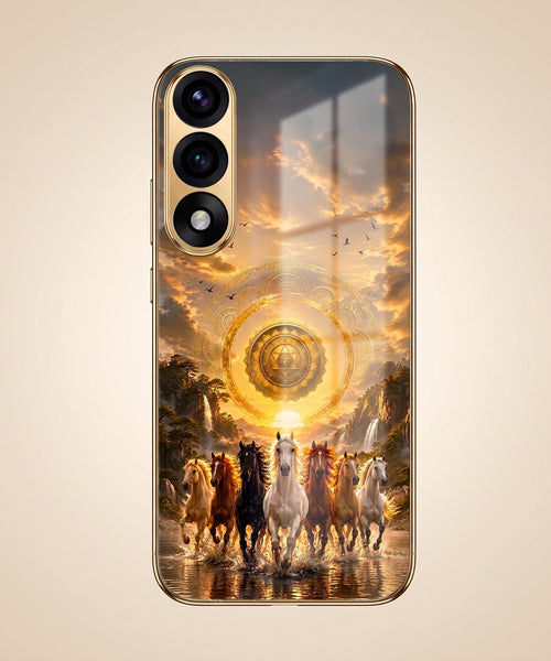 Oneplus Nord 5 5G Celestial Seven Horses Gold Electroplated Glass Phone Back Case