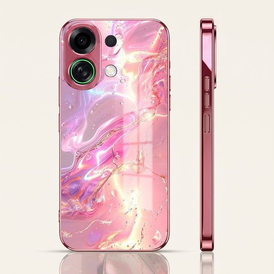 Oppo K13 Turbo 5G Pearl Aurora Pink Electroplated Glass Phone Back Case
