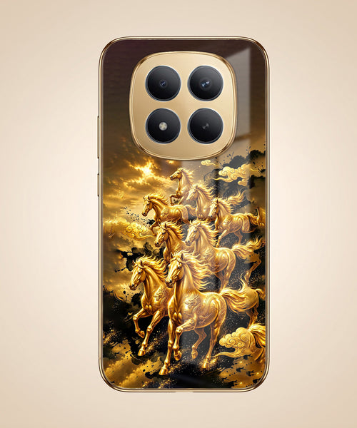 Redmi Note 15 Pro+ 5G Celestial Seven Horses Gold Electroplated Glass Phone Back Case