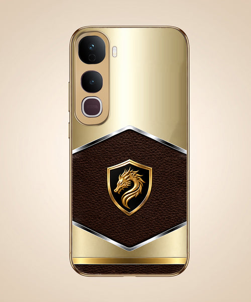 Vivo Y400 Pro 5G Dragon Crest Gold Electroplated Glass Phone Back Case