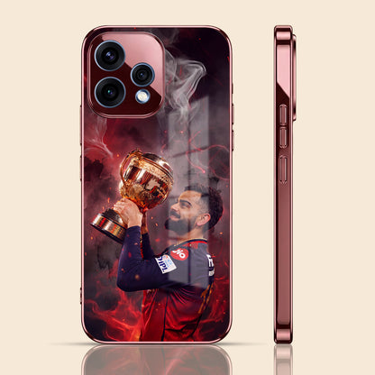 Oppo Reno 15 5G Virat Kohli Burgundy Electroplated Glass Back Case
