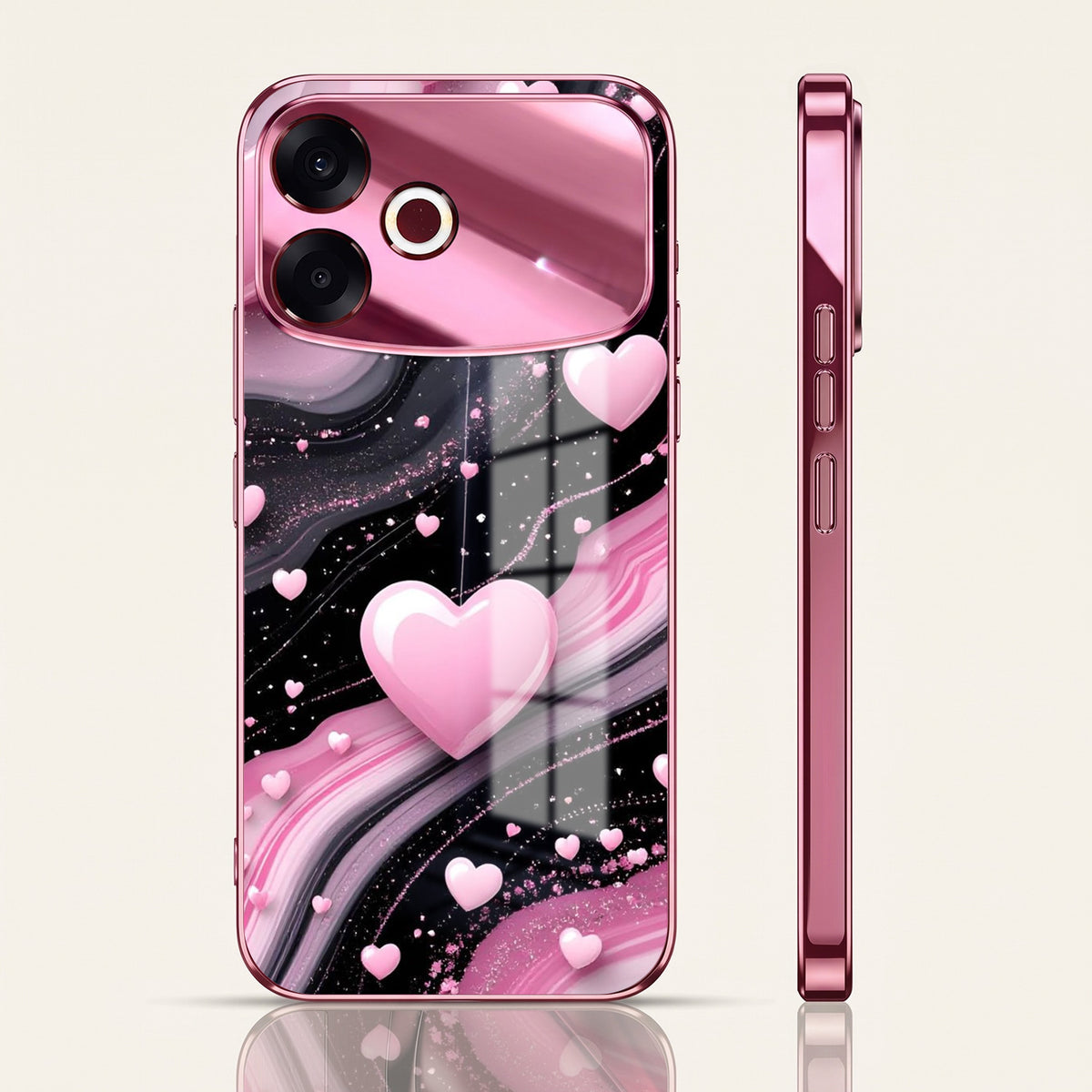 Oppo F33 Pro 5G Love Sparkle Pink Electroplated Glass Phone Back Case