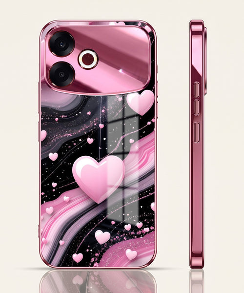 Oppo F33 Pro 5G Love Sparkle Pink Electroplated Glass Phone Back Case