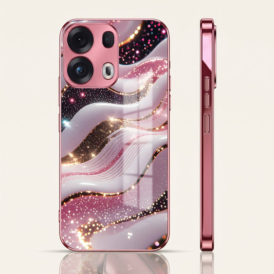 Oppo Reno 13 Pro 5G Midnight Pearl Wave Pink Electroplated Glass Phone Back Case