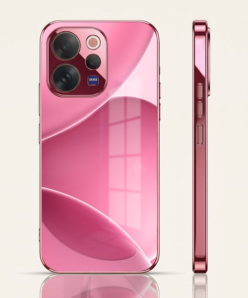 Vivo V70 5G Luxury Glossy Wave Pink Electroplated Glass Phone Back Case