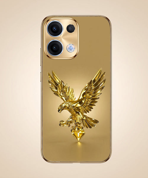 Oppo Reno 13 5G Golden Eagle Gold Electroplated Glass Phone Back Case