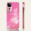Vivo V40 Pro 5G Luxury Glowing Heart Pink Electroplated Glass Phone Back Case