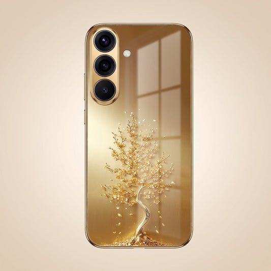 Samsung Galaxy A37 5G Golden Tree Gold Electroplated Glass Phone Back Case