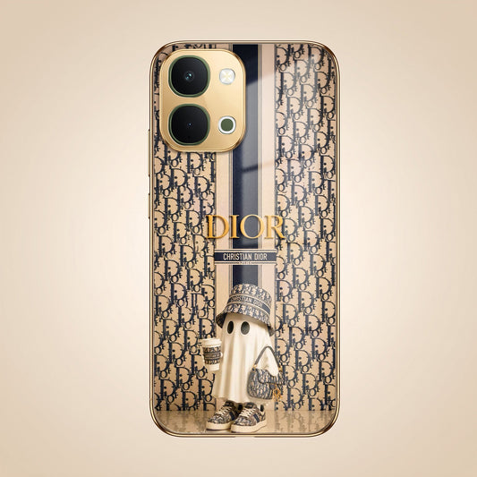 Vivo T5x 5G Luxury Dior Gold Electroplated Glass Phone Back Case