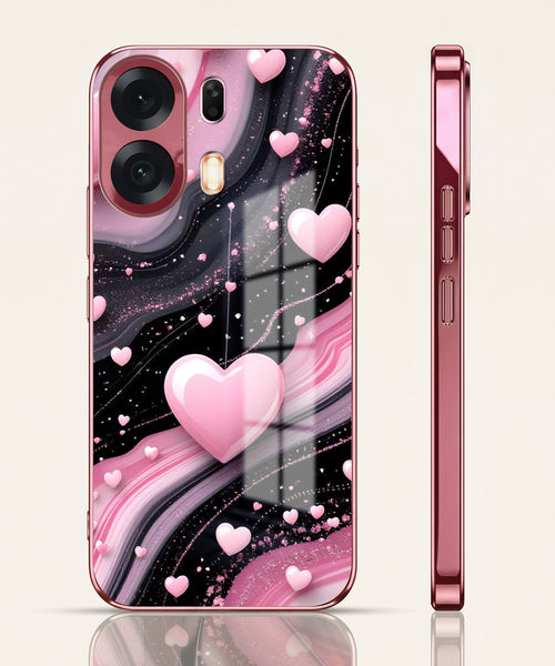 Oppo K14 Plus 5G Love Sparkle Pink Electroplated Glass Phone Back Case